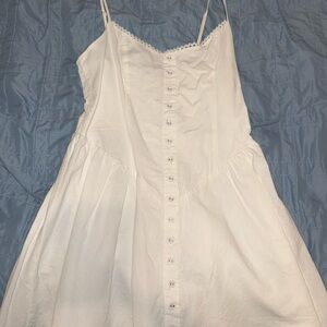 Princess Polly White Button-Front Spaghetti Strap Dress